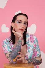 Load image into Gallery viewer, Blue&Pink Stripe Silk Shirt